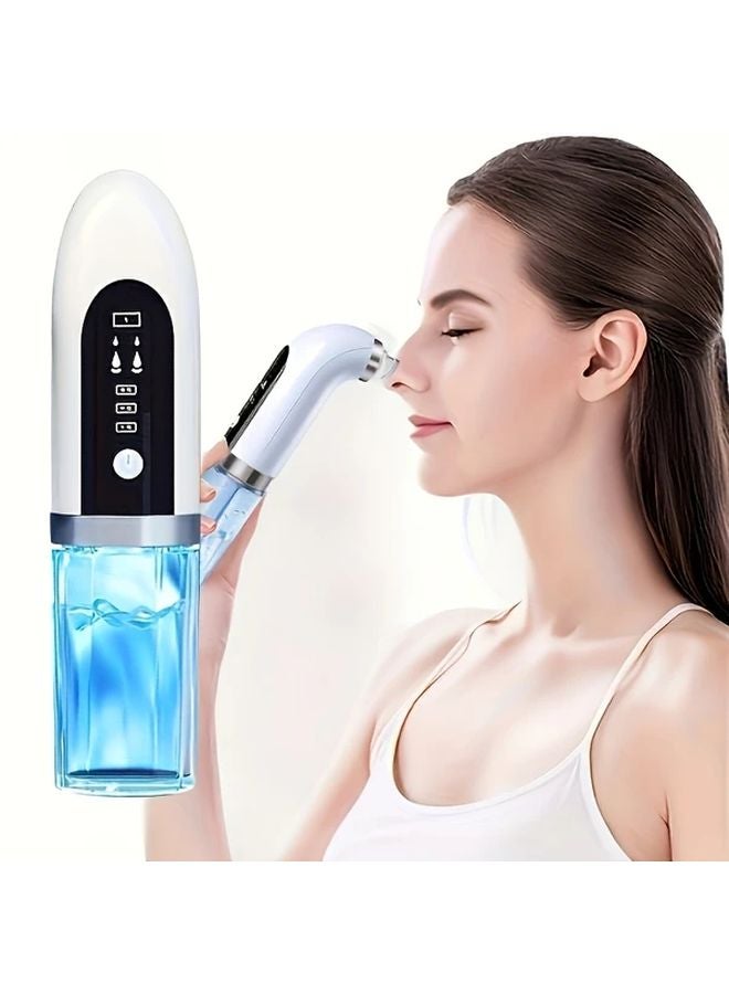White USB Rechargeable Facial Cleanser 6 Replaceable Heads Portable Foam Massage Skin Care Tool - Image 1